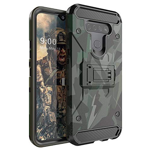 HUATRK LG K51 Case Man Kickstand Heavy Duty Shockproof Protective Camo Case Camouflage