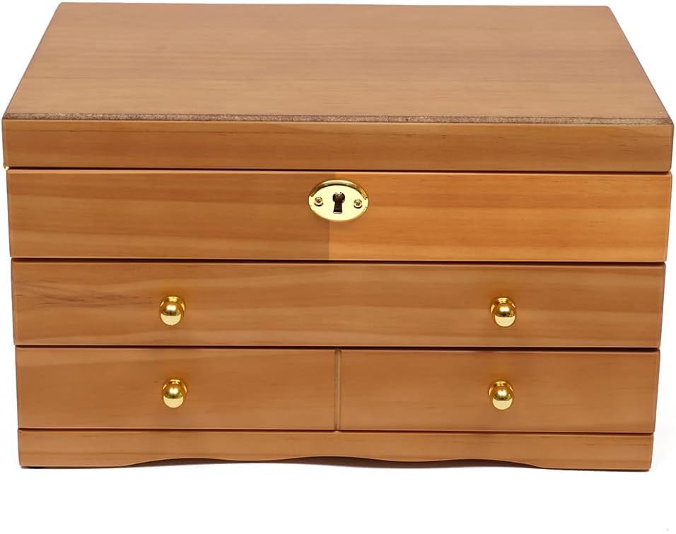 Rangement bijoux verrouillable anti-nœuds en bois massif pour colliers et boucles