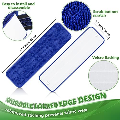 Mop Pads- 5PCS Microfibre Mop Replacement Pads Spray Mop Cleaning Pads for All Spray Mops & Reveal Mops, Washable Cloths Wet Dry Use for Hardwood Floor, Blue