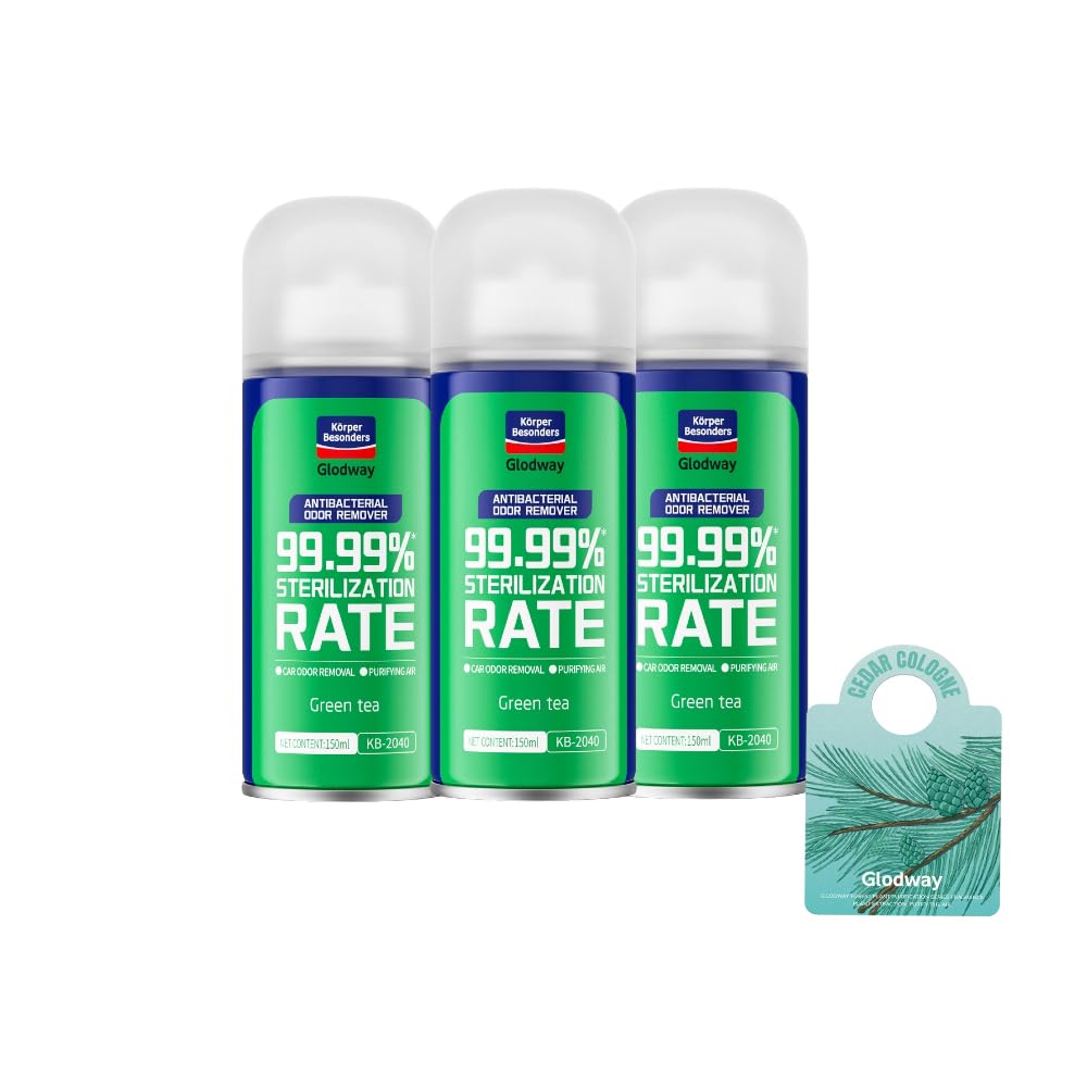 Glodway Whole Car Air Refresher,Odor Eliminator Remover Spray For Car,Green Tea Strong Freshener With Odour Eliminator Technology,Long-Lasting Scent,6 Ounce(Pack of 3)
