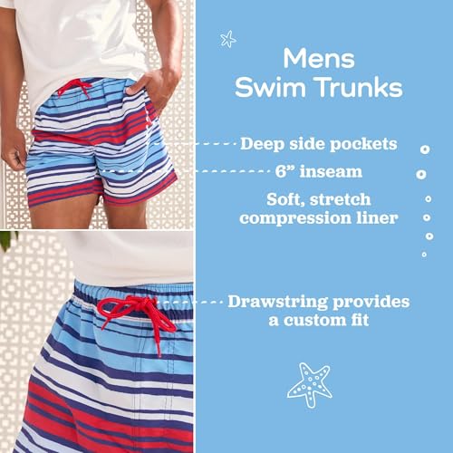 Image of Saint Eve Mens Swim Trunks 6 Inch Inseam Quick Dry Beach Shorts with Mesh Liner Dad and Me Matching