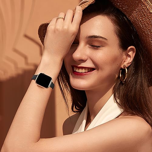 CeMiKa Slim Leather Straps Compatible with Apple Watch Strap 42mm 44mm 45mm 49mm 46mm - Image 2