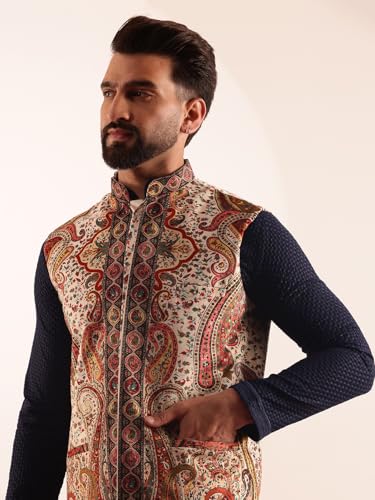 Image of SOJANYA (Since 1958 Men's Velvet Nehru Jacket With Paisley Print