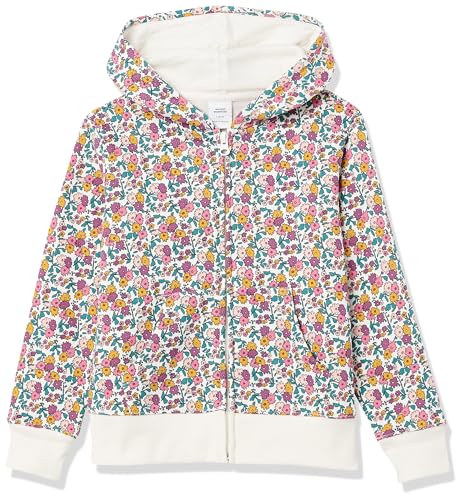 Image of Amazon Essentials Girls and Toddlers' Fleece Zip-Up Hooded Sweatshirt with Lined Hood and Rib Knit Detail