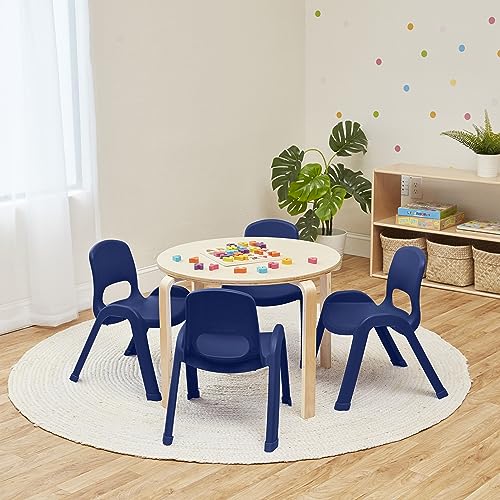 Image of ECR4Kids Plastic Stackable SitRight Chair, 11in, Classroom Furniture, Navy, 4-Pack | Durable plastic, GREENGUARD Gold Certified, 3-5 years, 74 lb capacity, fully assembled, indoor and outdoor, classroom /home