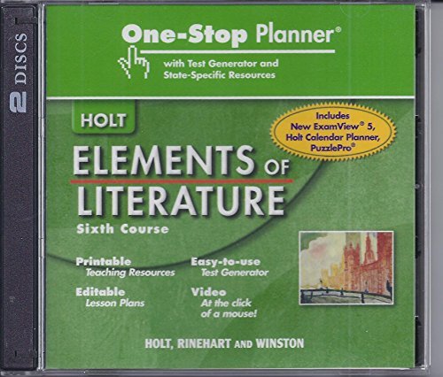 Elements of Literature: One Stop Planner with Test Generator and State Specific Resources CDROM Grade 12 Sixth Course