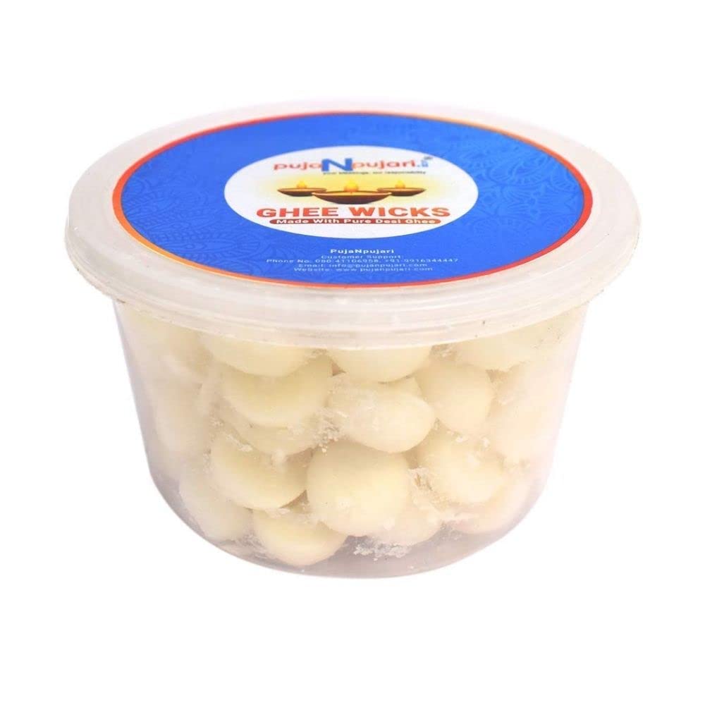 Puja N PujariGhee Wicks and Diya Batti (White, 3.9 Inch X 3.9 Inch X 3.9 Inch)