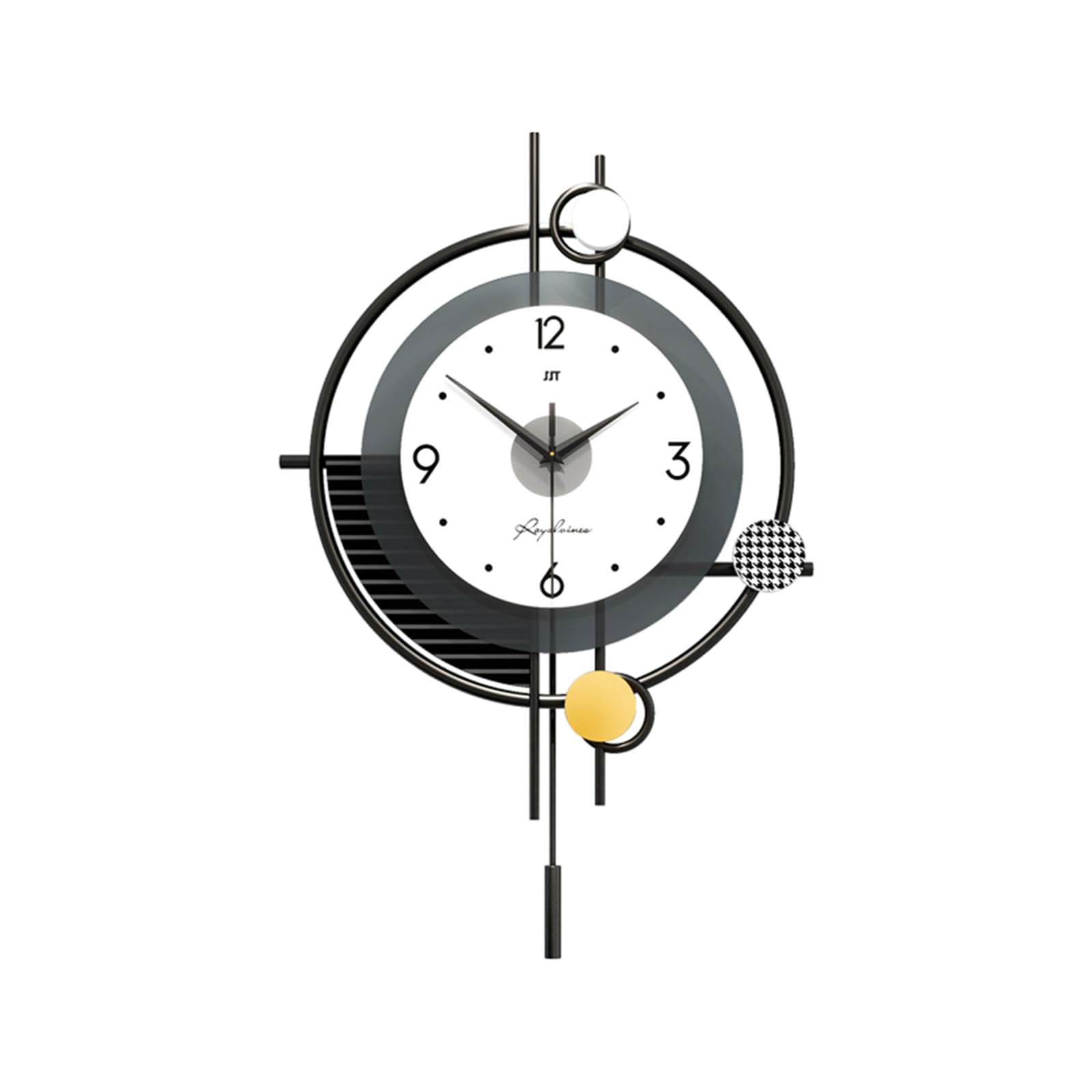 Ergocar Reloj de Pared, Grandes Reloj de Pared de Metal con Péndulo, Reloj de Pared Silencioso Salon Moderno, Decorativo Reloj de Paredpara Sala de Estar, Cocina, Oficina, Dormitorio