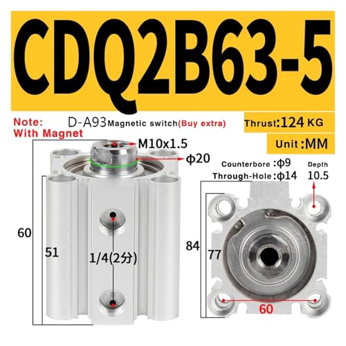 Cilindro CDQ2B de 40mm con rosca interna: evita fallos de presión 3
