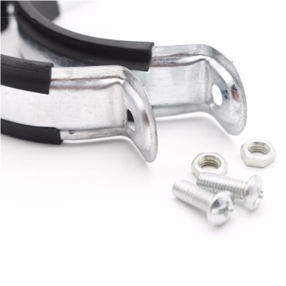 10 x runde Schlauchschelle aus verzinktem Eisen mit Gummipolsterung für Rohr-PPR/PVC/Gas-Klemme/Rohrhalter/Wasserrohr-Installation, 50