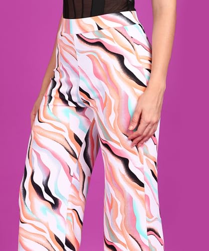 Image of POPWINGS Casual High-Waist Flared Trouser for Women | High-Rise Trouser Pant for Women | Flared Trousers for Women Formal Office Wear