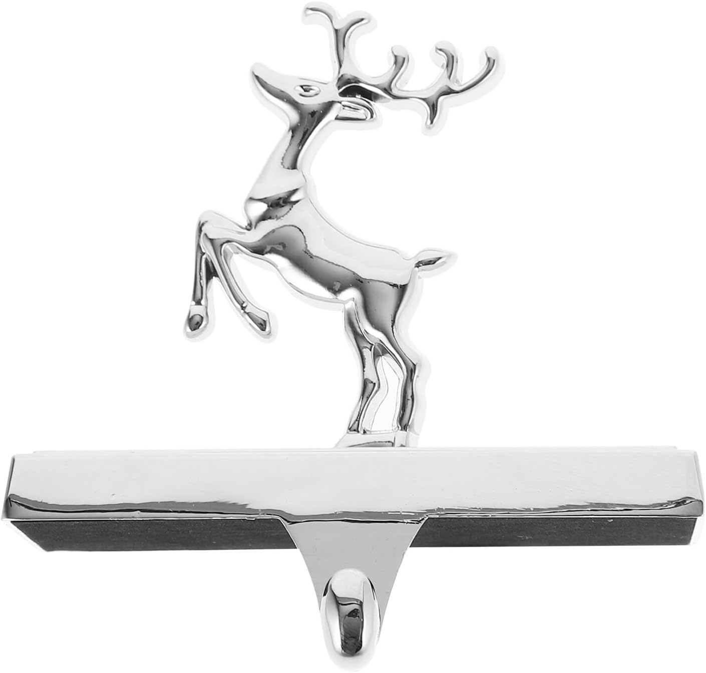 ARTIBETTER Metal Christmas Stocking Holder Silver Reindeer Stocking Hanger Mantle Ornament Hook Non-Slip Xmas Farmhouse Fireplace Stocking Holders