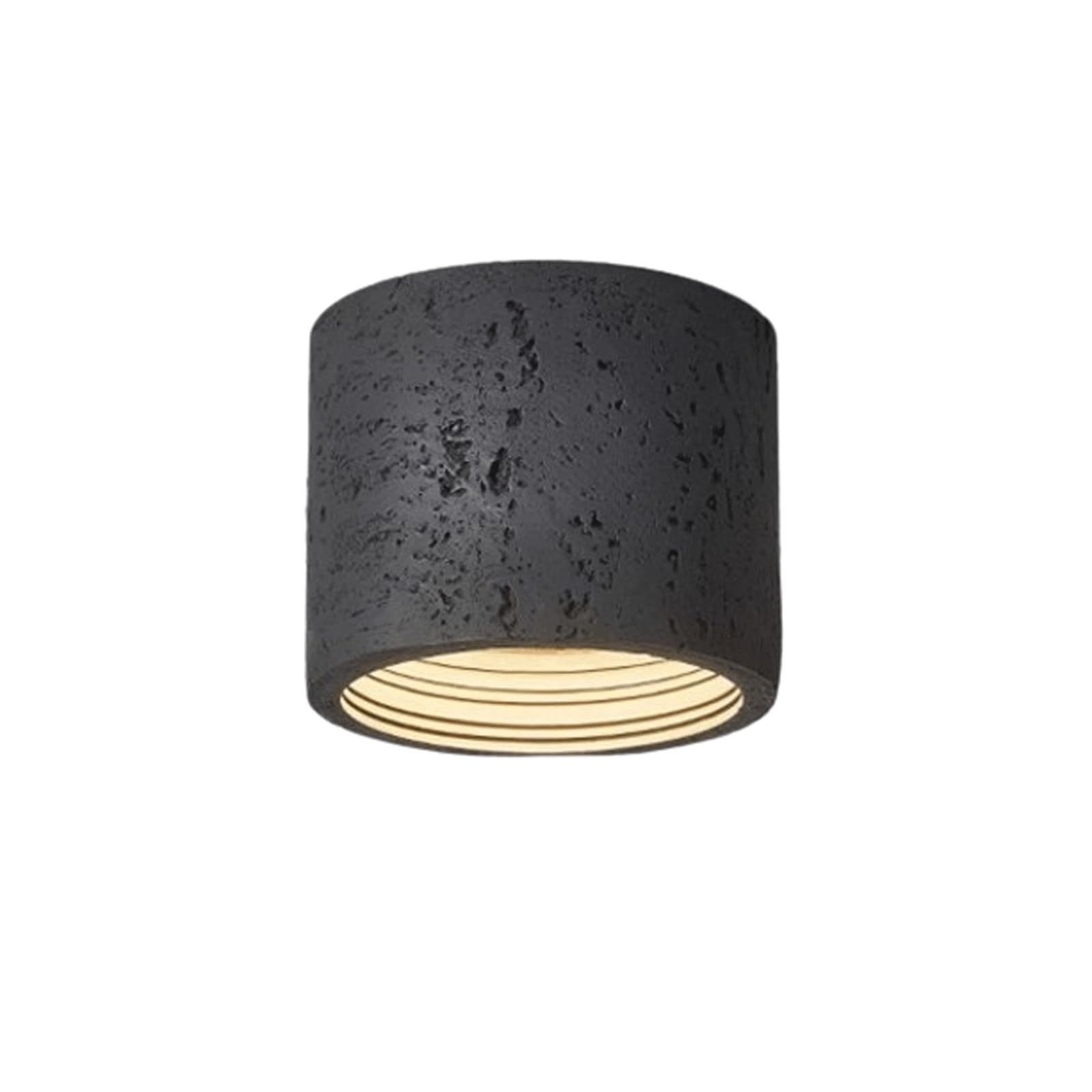 PLQWUJD Exquisite Chandelier Stone Ceiling Light Fixture Cylinder Flush Mount Lighting Imitation Cave Ceiling Lamp LED Chandelier Close to Ceiling Light 3000K(Nero,14x11cm)