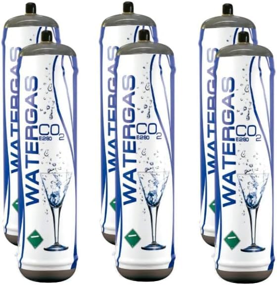 Acquaxcasa- Bevi sano, bevi Italiano! Set 6 Bombole CO2 per Gasatore e Depuratore Acqua Frizzante - Ricarica 600g E290 Alimentare - Attacco M11x1 - Scorta Annuale Risparmio - 100% Made in Italy
