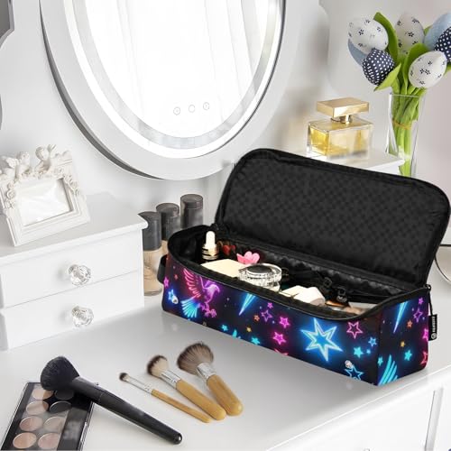 Organizador de Herramientas para el Cabello 2 en 1 con Tapete Resistente al Calor, Estuche de Viaje Grande para Planchas de Pelo y Accesorios, Diseño Neon, Portátil miniatura 7