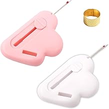 2 Stück Polygonal Magnetische Nahtführung für Nähmaschinen,Vielseitig 2 in 1 Magnetic Seam Guide mit Nahttrenner und Fingerhutzwinge,für Präzise Näharbeiten (Rosa,Weiß)