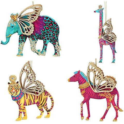 The Contemporary Home Wood Fretwork Christmas Decoration (11cm) - Multi Zebra w Wings Cover