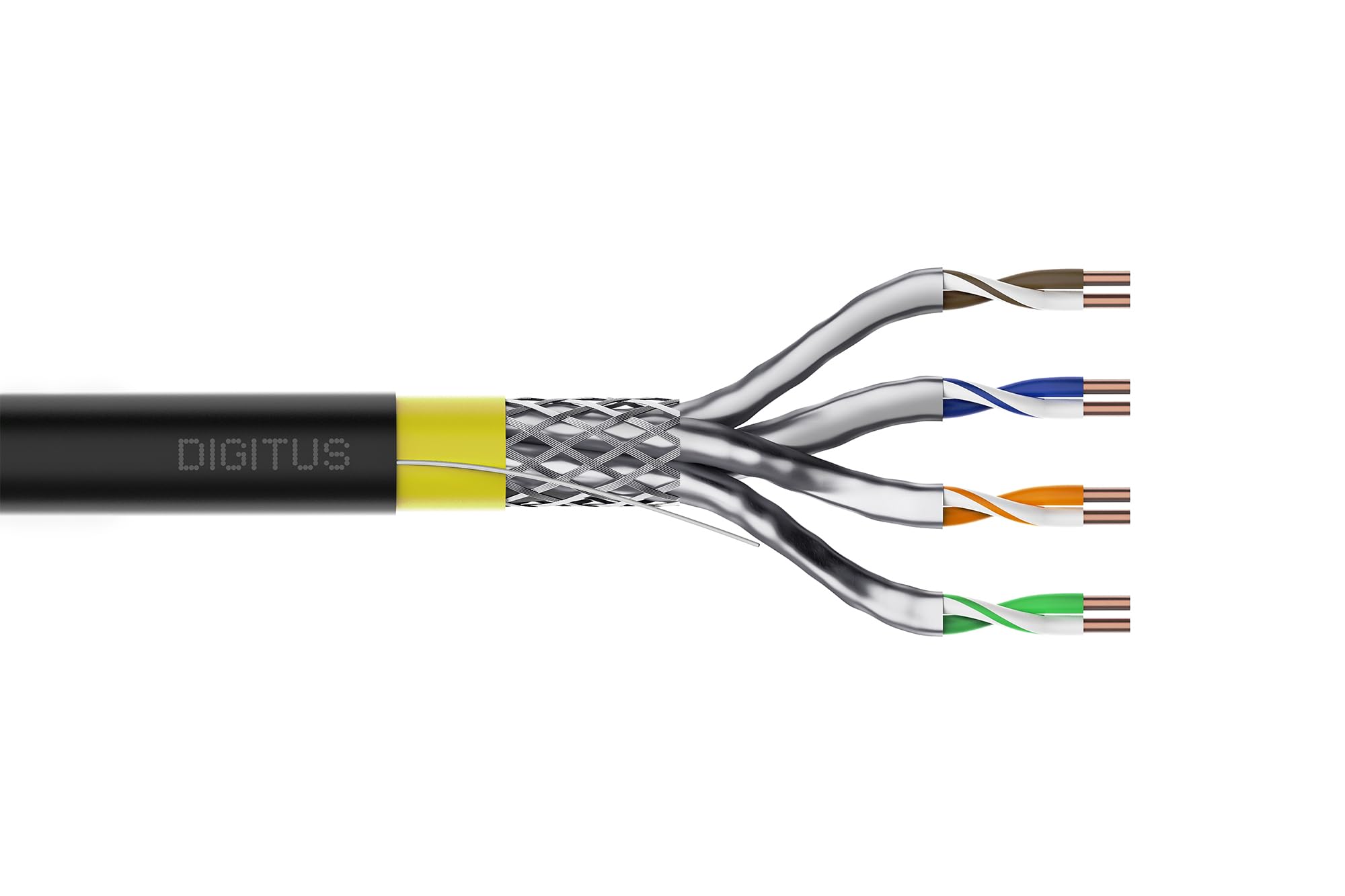 DIGITUS Cable de Red para Exteriores Cat 7A de 100 m – S-FTP (PiMF) Simplex – BauPVO Dca – LSZH sin halógenos – 1500 MHz Cobre AWG 22/1 – PoE++ – Cable subterráneo – Negro