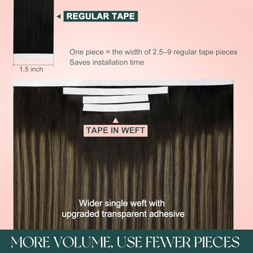 Image of Easyouth 90g Tape in Weft Hair Extensions Human Hair Balayage, Invisible