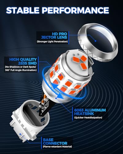 Marsauto Upgraded 3156 3157 Red LED Brake Bulbs, 3057 3056 4057 4157 Replacement with Projector for Tail Stop Parking Blinker Lights, 500% Brighter 27-SMD Pack of 2 - Image 5