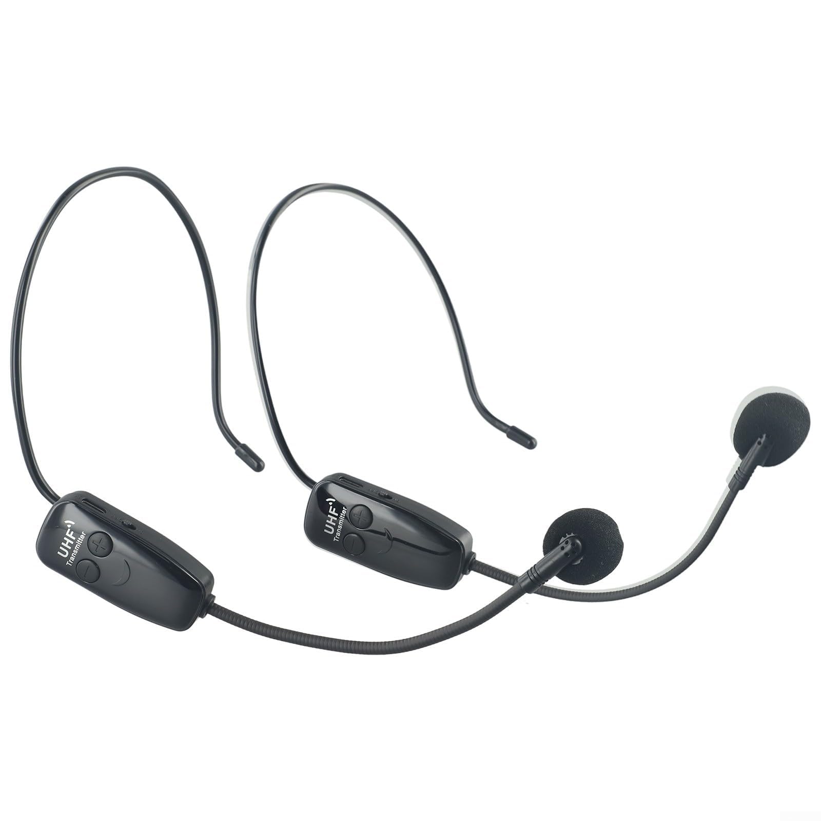 Sistema microfonico wireless UHF, doppio microfono auricolare ricaricabile, portata 50 m, per insegnare lo yoga (U12F)