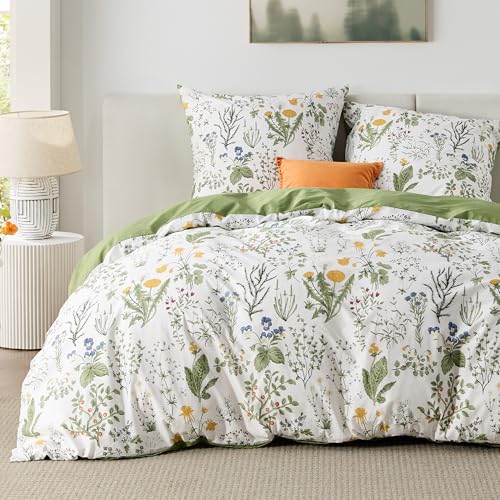 BEDSURE Bettwäsche 155x220 Baumwolle Grün - Bettwäsche-Sets 155 x 220 cm...