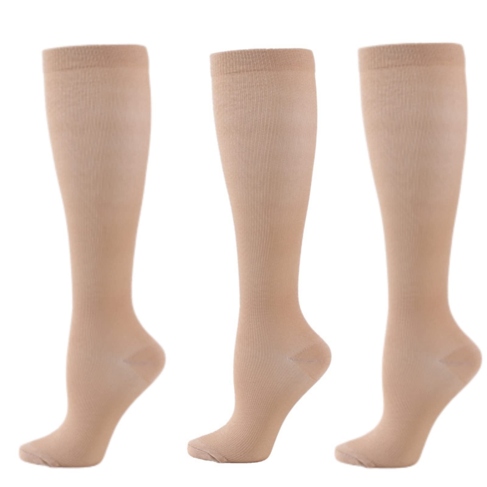 HONPOLO3 Pairs Sports Compression Women Men Socks Long Tube Calf Elastic Socks Mesh Breathable Moisture Wicking Shock-Absorbing, Comfortable & Soft of Basketball, Football and Tennis