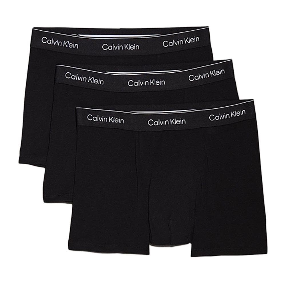 Calvin Klein Men's Low Rise 3Pk Trunks, Black W/Dtm Wb, L