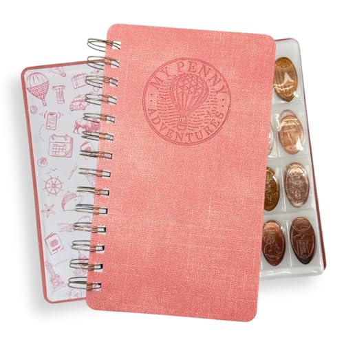 Spiral Penny Notebook by Pennybandz Pressed Penny Album Holds 224 Souvenir Coins | Lays Flat for Easy Viewing | Archival Quality Storage for Collectors (Sunset Peach)