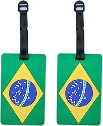 Kit 2 Identificador de Mala de Viagem Tag de Bagagem Férias Avião Etiqueta de Silicone Premium (BRAZIL, TAG)