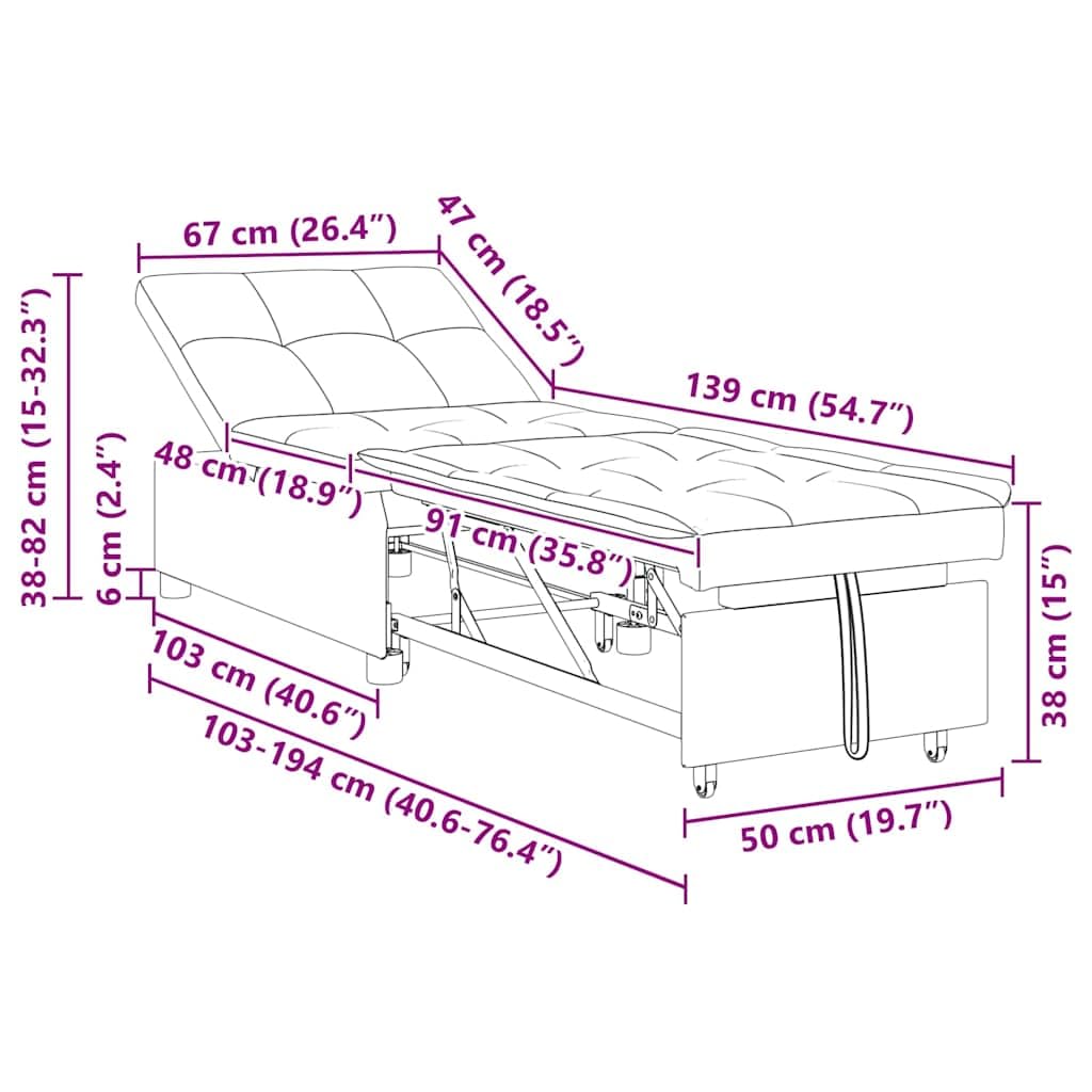 Schlafsofa ausziehbar Creme 194x50x82 cm Stoff, modernes Ausziehsofa mit Verstellbarer Rückenlehne, 3-in-1-Funktion als Sofa, Liege und Bett, Polyester-Mischung, robuster Rahmen