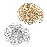 CLISPEED Cadena de Eslabones de Acero Inoxidable 1,6x7x13 Mm Chapada en Acero y Oro para Collares Diy, Accesorios para Joyería, Cadena Ovalada Grande Tipo Manualidades