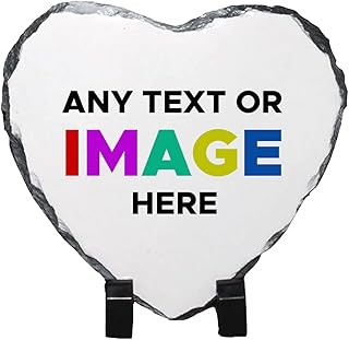 Personalised Photo Slate with Stand | Rock Matte Finish | Customised with Any Text and Image, Gifts for Weddings, Anniversaries, and Birthdays | Available in Heart Shape | Small 14.5x14.5cm