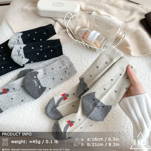Image of IIG Cute Warm Wool Socks for Women Super Cozy Thick Crew Winter Socks Gifts, 5 Pairs