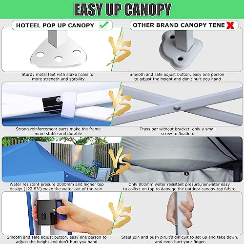 Image of HOTEEL 10x20 Pop Up Canopy Tent, Easy Up Outdoor Party Tent with Wheeled Bag & Curled Edge, Canopy Event Tents for Parties, Wedding, Backyard, Camping, Blue