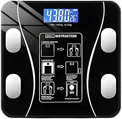 Balança Digital Bioimpedância Bluetooth Com App Inteligente 12 Estatísiticas Corporais iOS Android Para IMC Gordura Corporal Massa Muscular Massa Óssea Taxa Metabólica Metabolismo Vidro Temperado LED