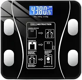 Balança Digital Bioimpedância Bluetooth Com App Inteligente 12 Estatísiticas Corporais iOS Android Para IMC Gordura Corporal Massa Muscular Massa Óssea Taxa Metabólica Metabolismo Vidro Temperado LED