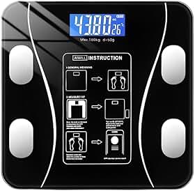 Balança Digital Bioimpedância Bluetooth Com App Inteligente 12 Estatísiticas Corporais iOS Android Para IMC Gordura Corporal Massa Muscular Massa Óssea Taxa Metabólica Metabolismo Vidro Temperado LED