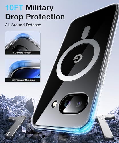 Image of [NO.1 Magnetic for Google Pixel 9a Case with MagSafe [Anti-Yellowing][Slim Fit][Military Grade Drop Tested] Transparent Case Soft Silicone Bumper for Google Pixel 9a Phone Case,Clear