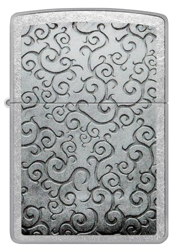 Image of Zippo Vines Windproof Lighter - Engraved Floral Vine Pattern on Brushed Chrome, Refillable, (BIS Certified)