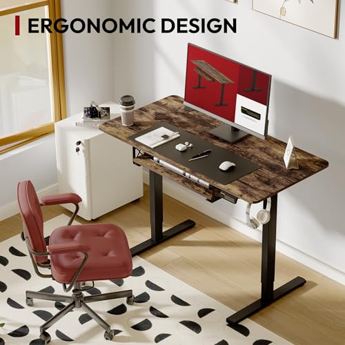 Adjustable Standing Desk for Home Office with Keyboard Tray