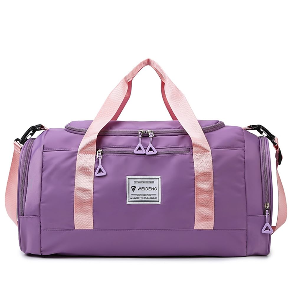 Bolsa de Deporte Mujer 28 L Impermeable Bolsillo Húmedo Compartimento Zapatos Resistente al Desgaste (Morado)