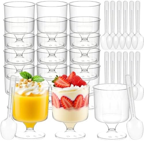 Hsxfl 120 Pcs Mini Dessert Cups with Spoons 60 Pcs 5 OZ Small Cle...