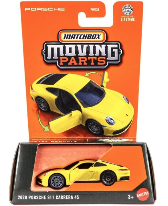Matchbox Moving Parts Porsche 911 Carrera 4S amarillo miniatura 1