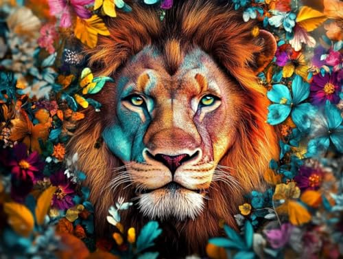 Peinture numero adulte lion dessin animé, l'idée cadeau créative pour amateur d'art