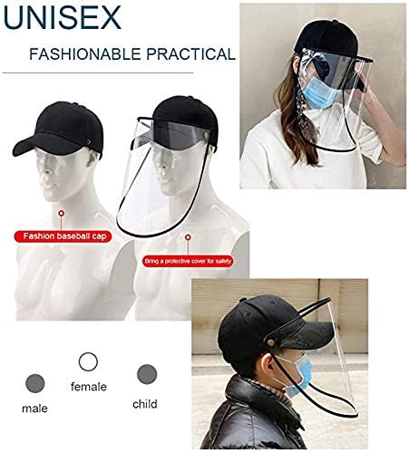 Anti-Spittle Splash Dust-Proof Sunscreen Detachable Adjustment Washable Full Face Protection Baseball Cap with Protective Compartment Unisex Outdoor Black