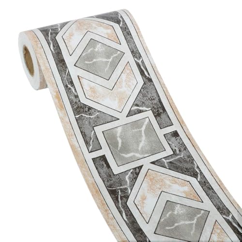 HyFanStr Cenefa Adhesiva Cocina - PVC Impermeable Cenefa Adhesiva para pared Baño - Decorativo Geométrico Borde del Papel Pintado - 10 x 1000 cm