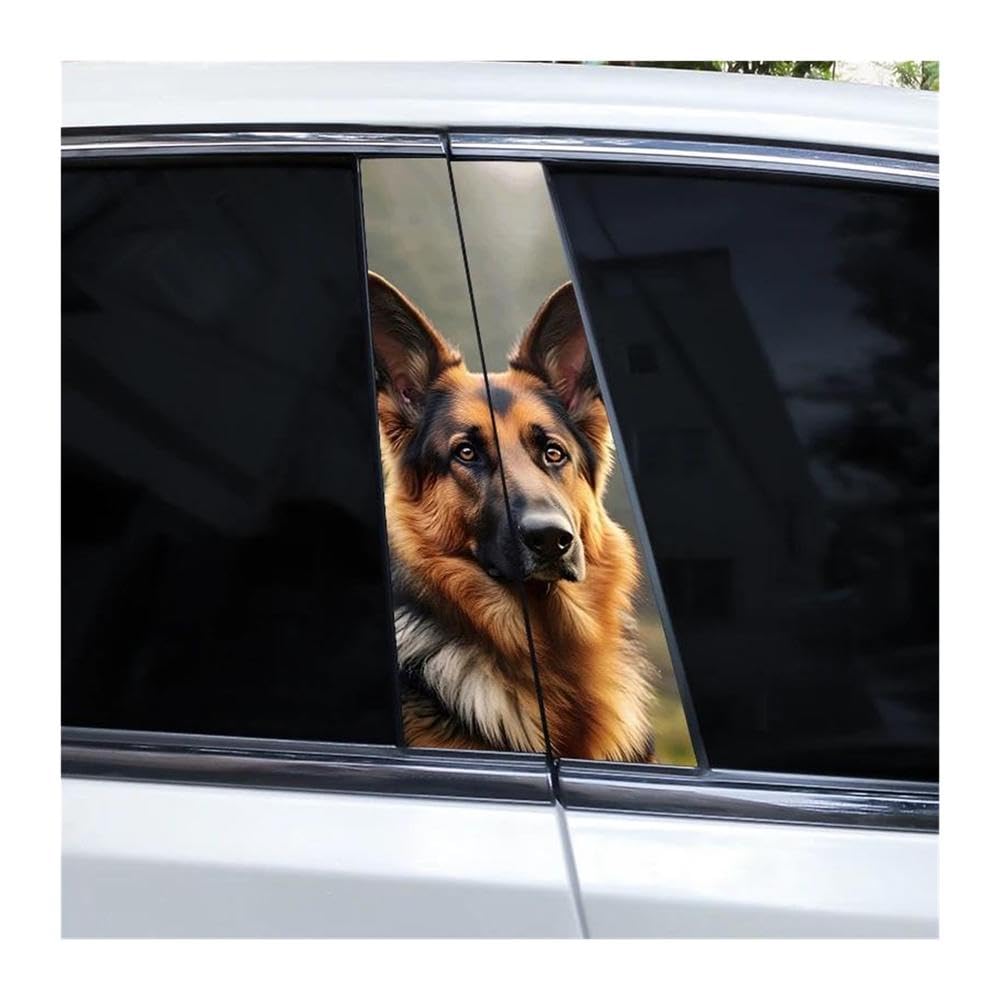 Autocollants pilier central voiture motif chien x2
