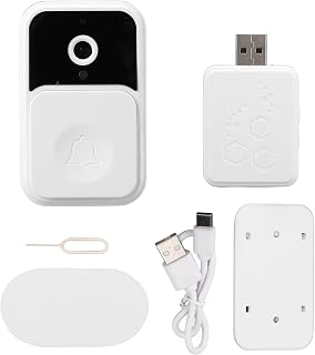 Ring Video Doorbell,WiFi Video Doorbell Camera,Smart Home HD Video Calling,28GB Wireless WiFi Doorbell Camera with Ding Dong Receiver,Durable,Easy Installation,for Home,Office(White)