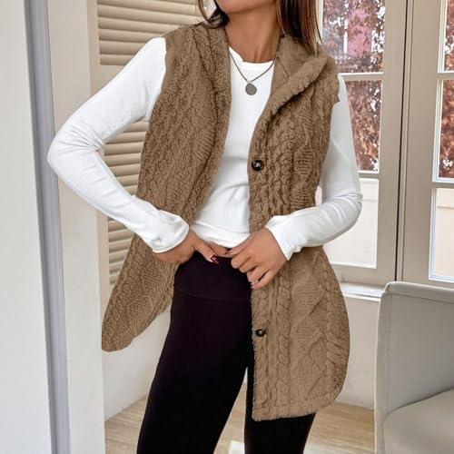 Womens Fuzzy Fleece Vest Sleeveless Sherpa Warm Button Down Jacket Fashion Fall Casual Outerwear With Pockets3